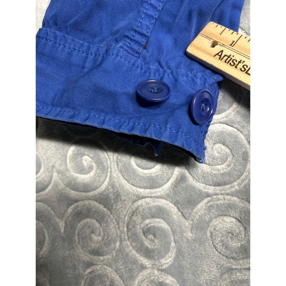 VTG J.Crew XS Blue Hooded‎ Cargo Utility Anorak Jacket Drawstring Waist Pockets - Picture 6 of 8